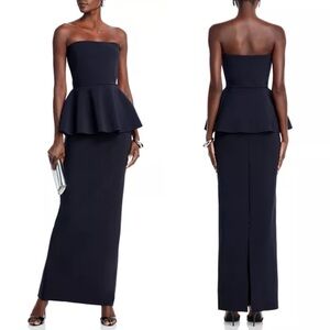 NEW NWT Chiara Boni La Petite Robe Yumix Strapless Peplum Gown In Black